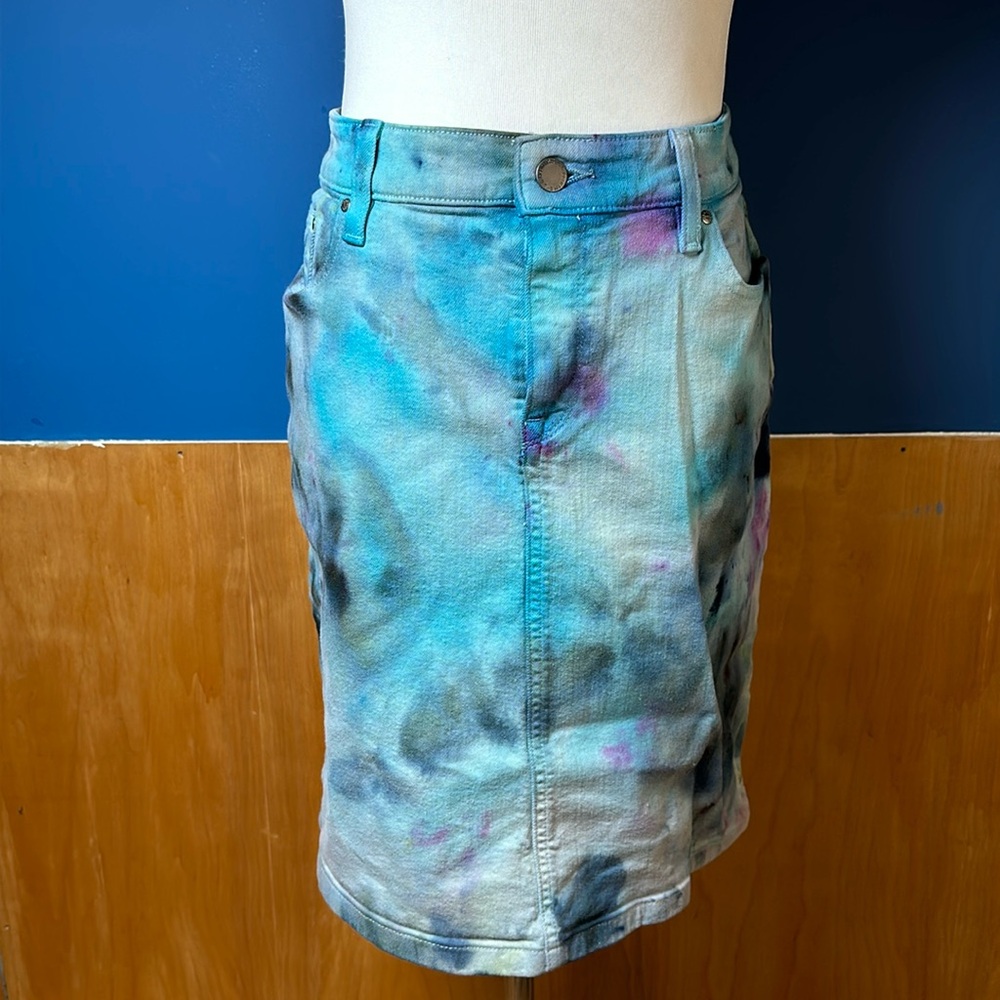 Tye dye denim skirt